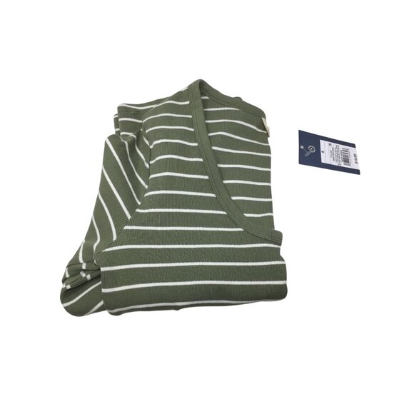 Women's Universal Thread Green and White Striped Long Sleeve Shirt (NWT) - Picture 3 of 8